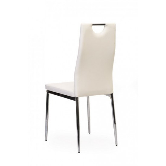 Chair for kitchen, cafe, bar artificial leather + chrome steel N-67 Vetro Mebel White