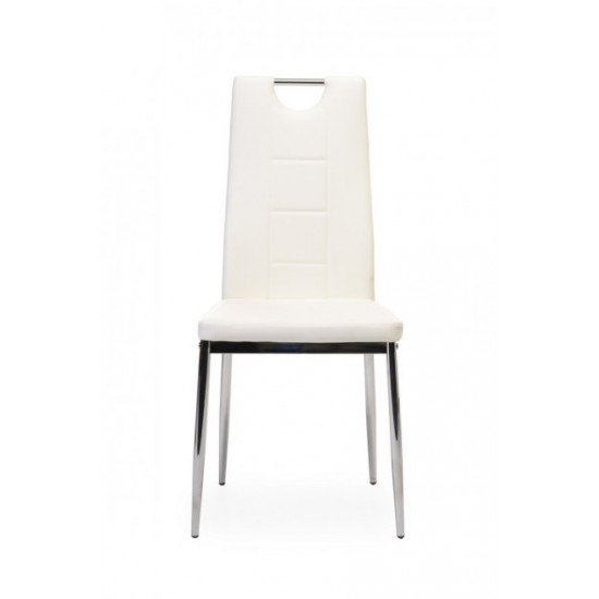 Chair for kitchen, cafe, bar artificial leather + chrome steel N-67 Vetro Mebel White