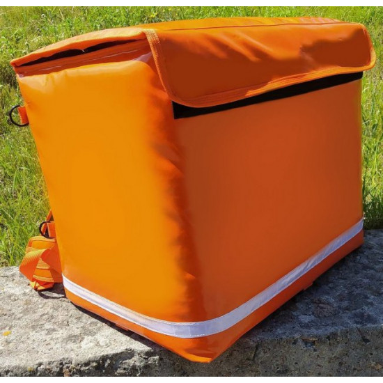 Dolphin thermal backpack for food delivery, sushi, pizza. PVC. Frame. Velcro. Orange