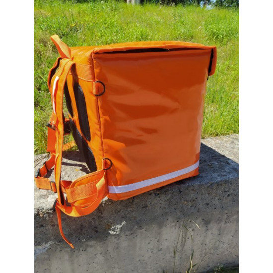 Dolphin thermal backpack for food delivery, sushi, pizza. PVC. Frame. Velcro. Orange