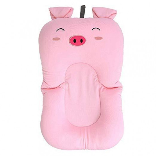 Anti-slip children's bath mat Leluno - Pink pig. Newborn bathing pillow