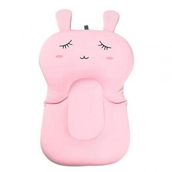 Anti-slip baby bath mat Leluno - Pink bunny. Newborn bathing pillow