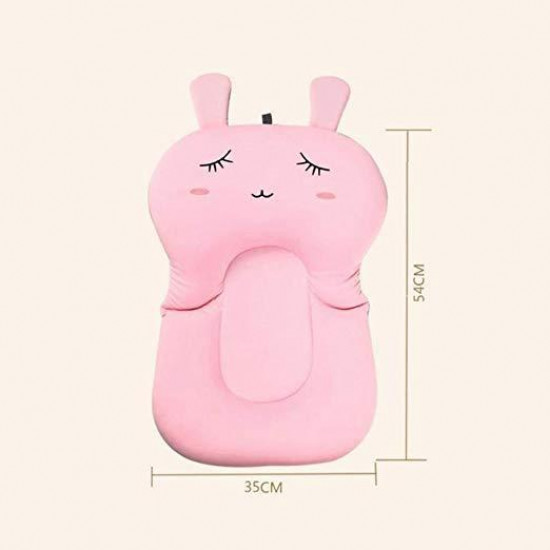 Anti-slip baby bath mat Leluno - Pink bunny. Newborn bathing pillow