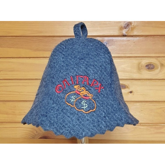 Sauna hat with embroidery Oligarch gray