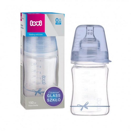  Скляна пляшечка Lovi Diamond Glass 150 мл Baby Shower boy (74/104boy)