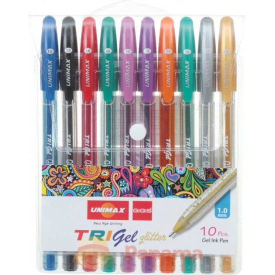 Set of gel pens Glitter Trigel 10 colors.