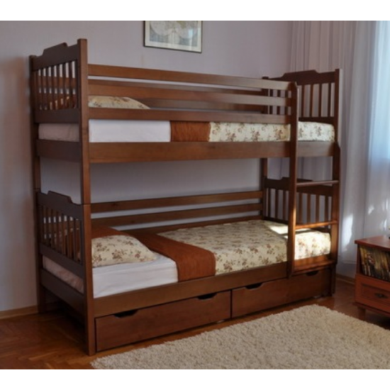 Bunk children's bed EVA made of natural alder wood with drawers palette TIN-114 Venger