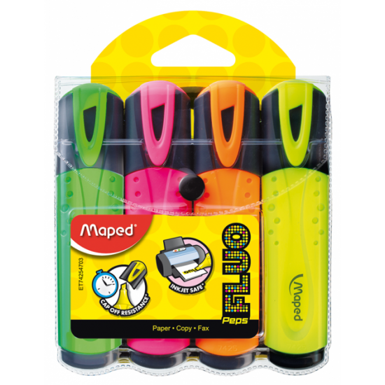 Set of 4 Maped Fluo Peps Classic text markers (MP.742547)