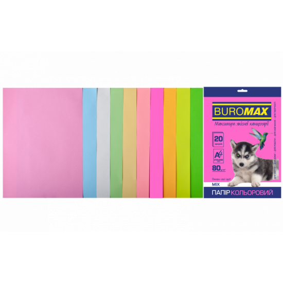  Набор цветной бумаги Buromax Pastel+Neon А4 20 л (BM272172099)