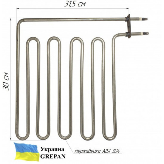  ТЭН для сауны 2750W 230V L=315x300мм 5 рожков Grepan нержавейка (saun04)