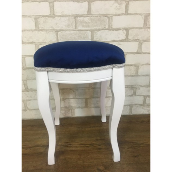 Wooden stool Mix Furniture Verona white fabric blue