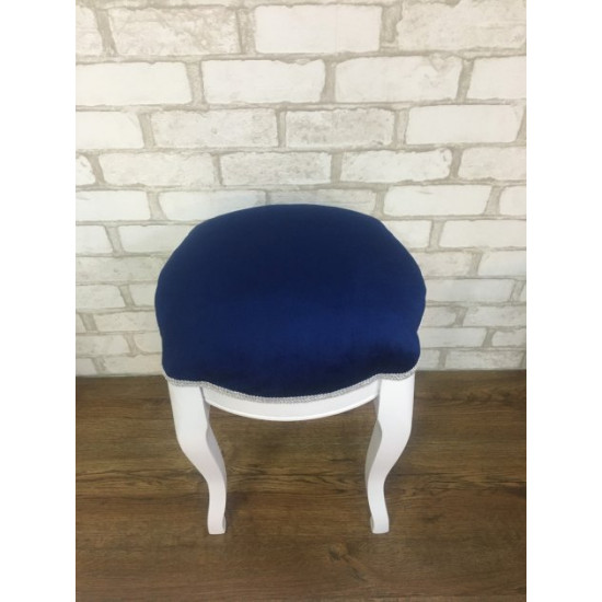 Wooden stool Mix Furniture Verona white fabric blue