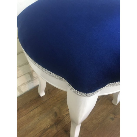 Wooden stool Mix Furniture Verona white fabric blue