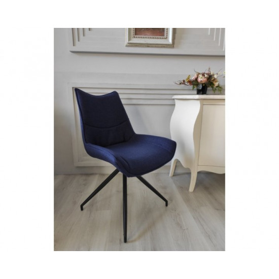 Chair with metal legs Vetro VT-R-55 swivel fabric color inky blue