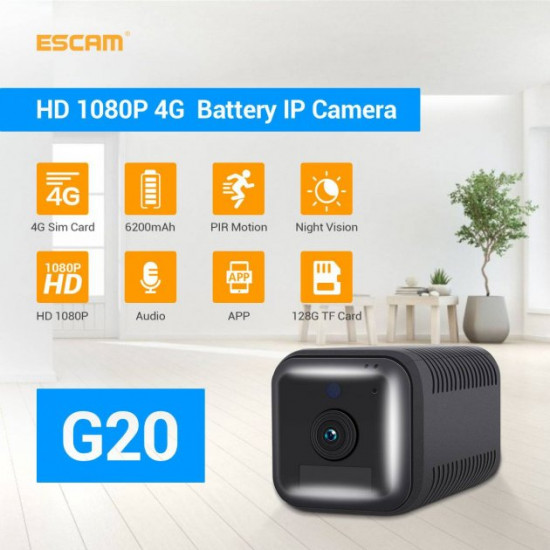  4G мини камера Escam G20 (3G, PIR, 6200 мАч) (957)