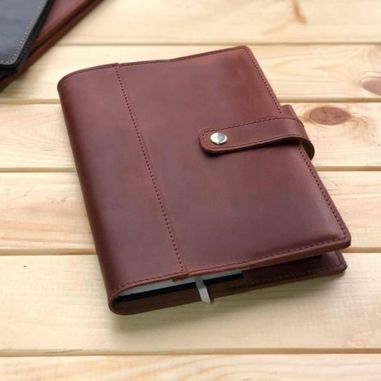 Cover for diary Fresh leather Hand Made light brown A5 (bloknot189)