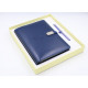 Business diary with 16 GB flash drive and wireless charging, Powerbank Blue