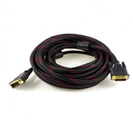  Кабель Dvi-Dvi 1.5m 2 ферита оплетка Black/Red 24/24pin (06179)