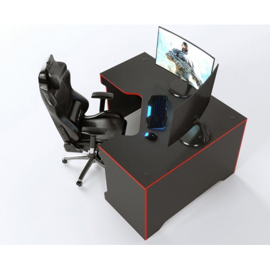 Corner gaming table Tron-2 Zeus black + red