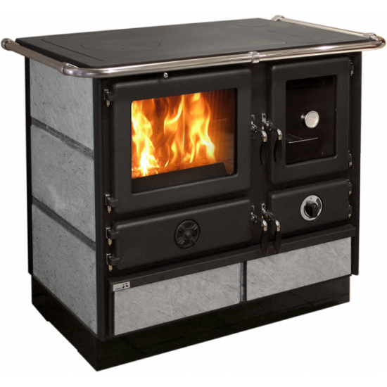 Wood-burning stove with water circuit and MBS SUPER THERMO MAGNUM STONE stove