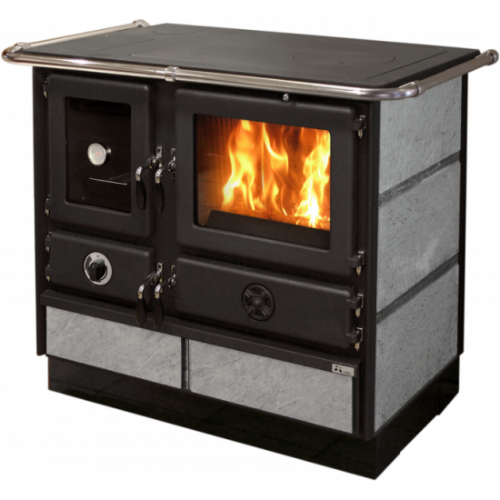 Wood-burning stove with water circuit and MBS SUPER THERMO MAGNUM STONE stove