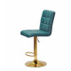 Bar stool on a golden leg Onder Mebli AUGUSTO EK TURQUOISE 1002 BAR GD - BASE