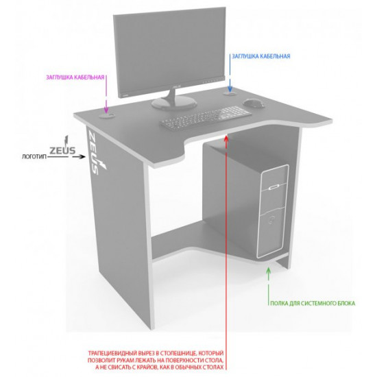 Gaming table Zeus Sputnik black-lime SP-1