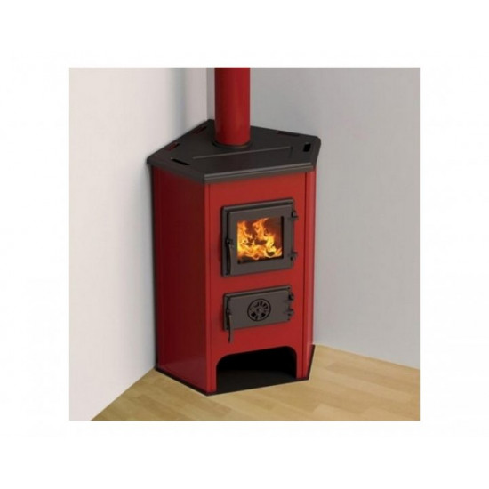 Cast iron stove - fireplace MBS CORNER red