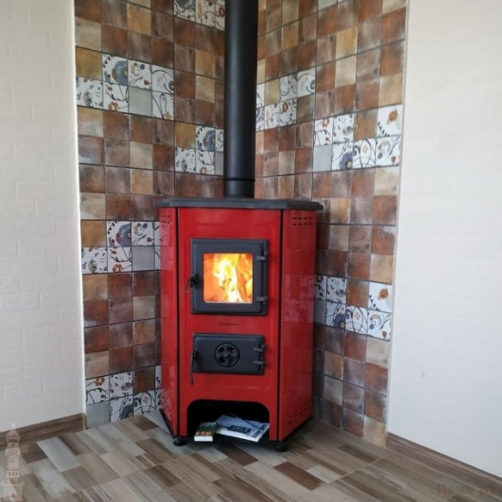 Cast iron stove - fireplace MBS CORNER red