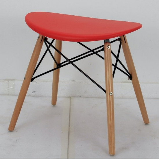 Plastic dining stool on wooden legs Onder Mebli KRIS RED 05