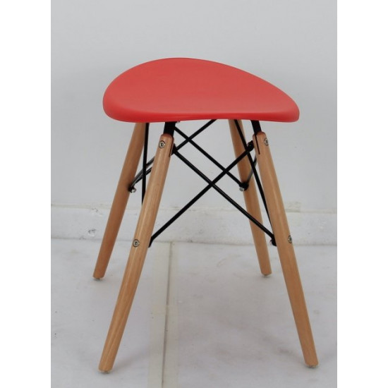 Plastic dining stool on wooden legs Onder Mebli KRIS RED 05