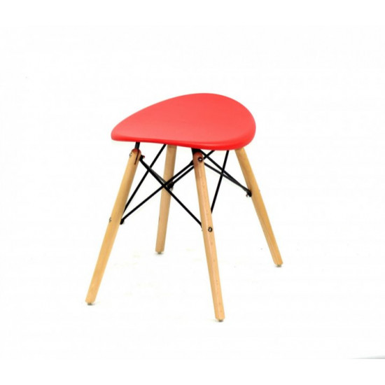 Plastic dining stool on wooden legs Onder Mebli KRIS RED 05