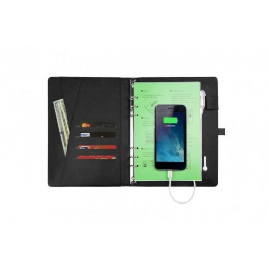 Smart notepad with wireless charging Powerbank 8000 mAh and 16 GB flash drive Dark gray