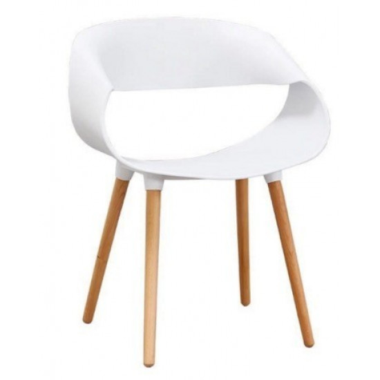 Plastic dining chair with wooden legs Onder Mebli KARE WHITE 07