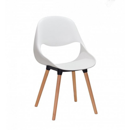 Plastic dining chair on wooden legs Onder Mebli GAIL WHITE 07