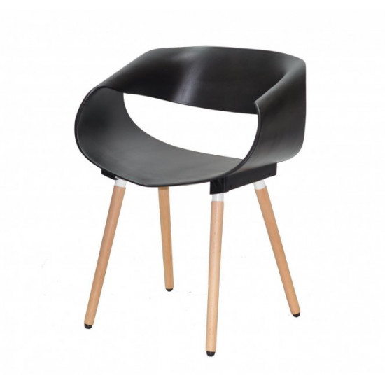 Plastic dining chair with wooden legs Onder Mebli KARE BLACK 04