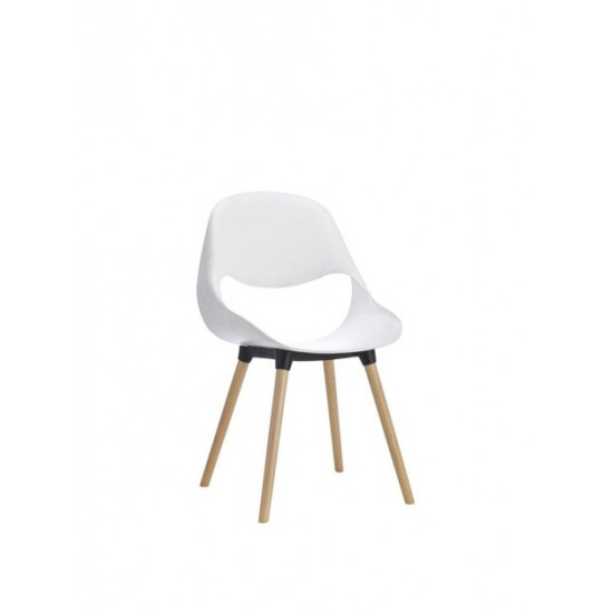 Plastic dining chair on wooden legs Onder Mebli GAIL WHITE 07