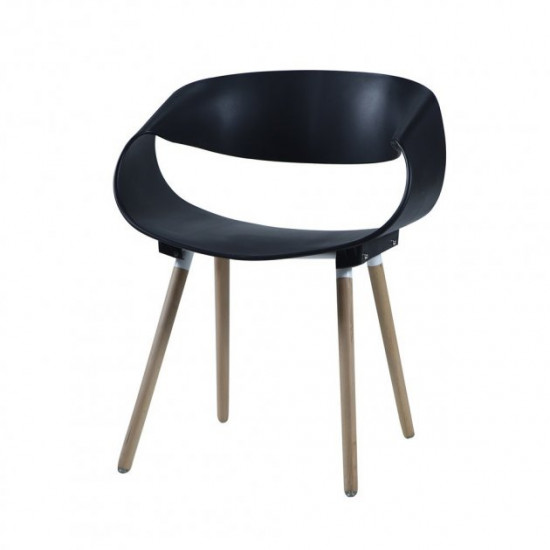 Plastic dining chair with wooden legs Onder Mebli KARE BLACK 04