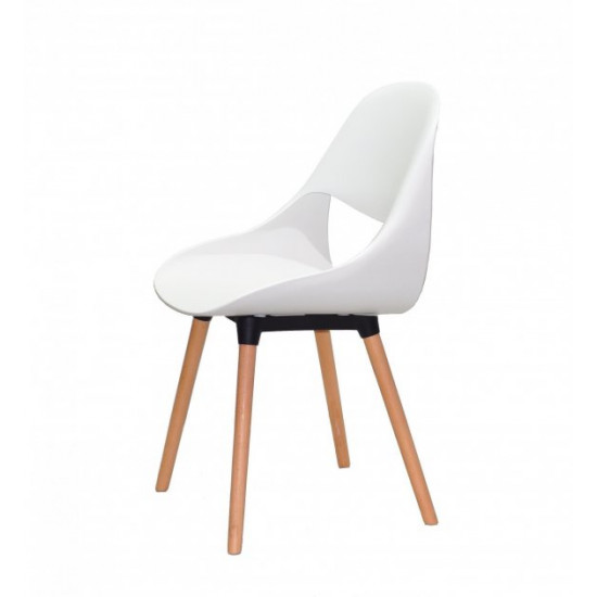 Plastic dining chair on wooden legs Onder Mebli GAIL WHITE 07