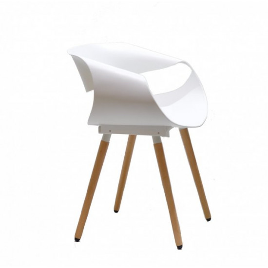 Plastic dining chair with wooden legs Onder Mebli KARE WHITE 07