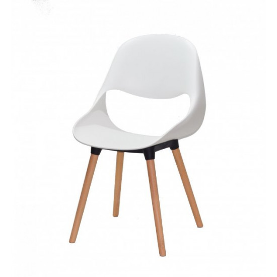 Plastic dining chair on wooden legs Onder Mebli GAIL WHITE 07