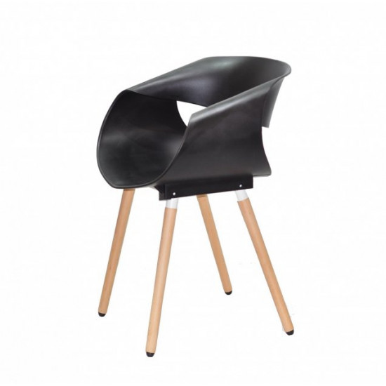 Plastic dining chair with wooden legs Onder Mebli KARE BLACK 04