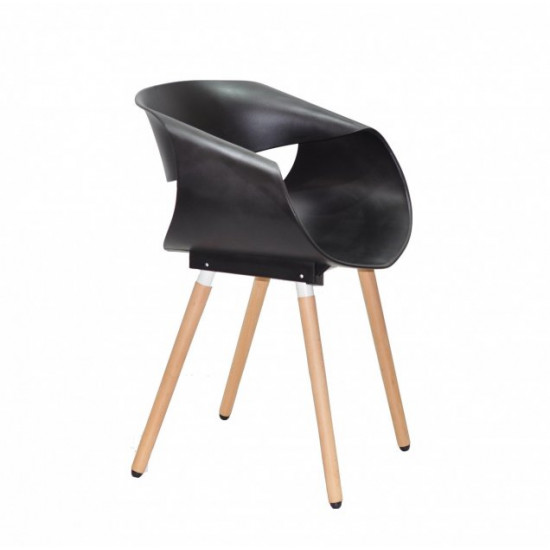 Plastic dining chair with wooden legs Onder Mebli KARE BLACK 04