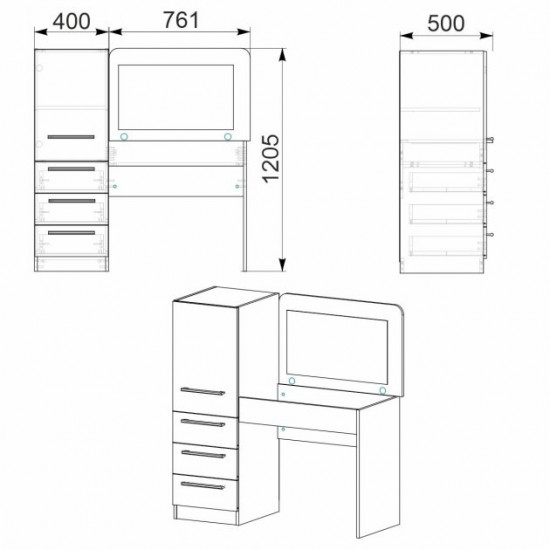 Dressing table for bedroom 8 Companit Walnut