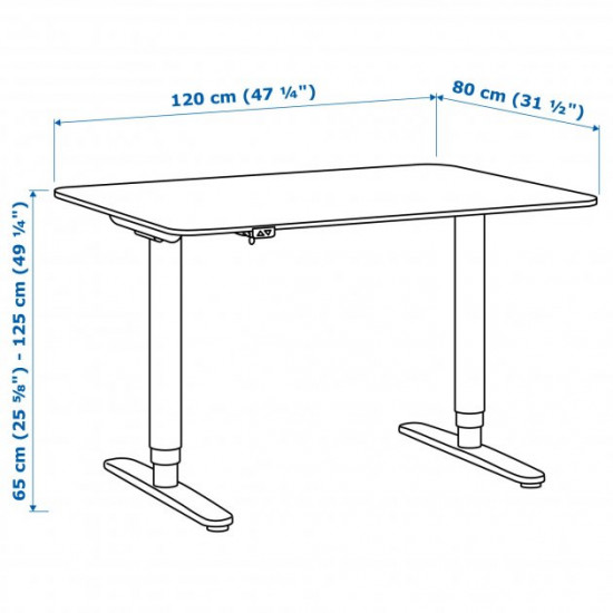 Computer desk IKEA BEKANT 120x80 cm with adjustable height white 490.225.19