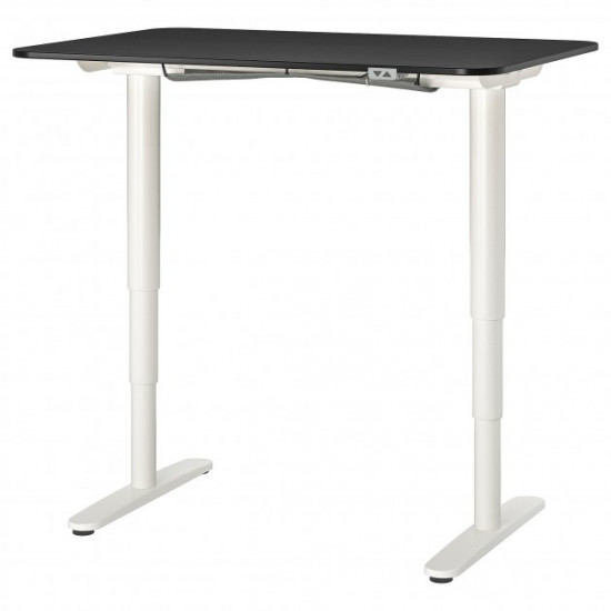 Computer desk IKEA BEKANT 120x80 cm with adjustable height Black, white 892.822.42