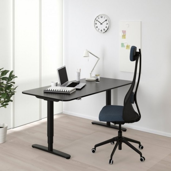 Computer desk IKEA BEKANT 160x80 cm with adjustable height Black 992.818.12