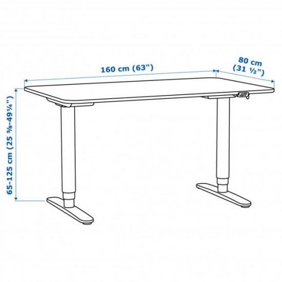 Computer desk IKEA BEKANT 160x80 cm with adjustable height Black, white 592.818.47