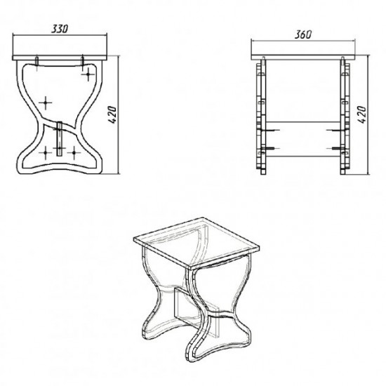 Stool KOMPANIT T-3 Walnut Ecco