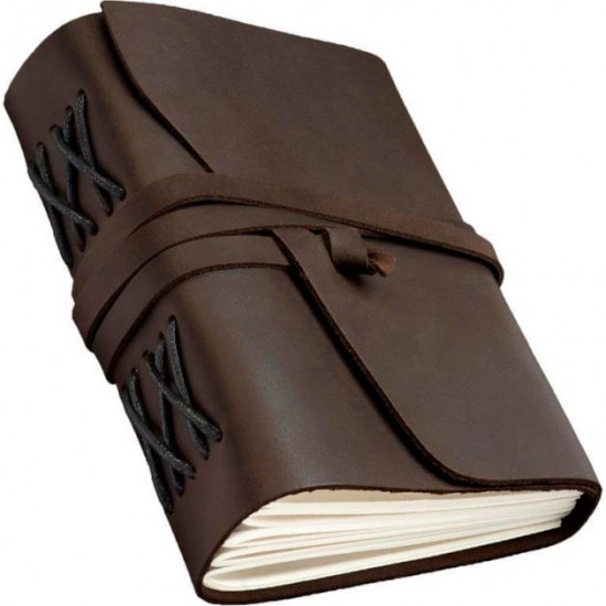 Notebook with leather cover B6 dark brown lined sheets